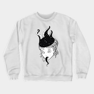 Strange Goth Octopus Tentacle Girl Head Crewneck Sweatshirt